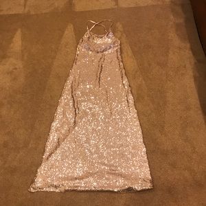 Urban Outfitters backless pink sequin maxi gown